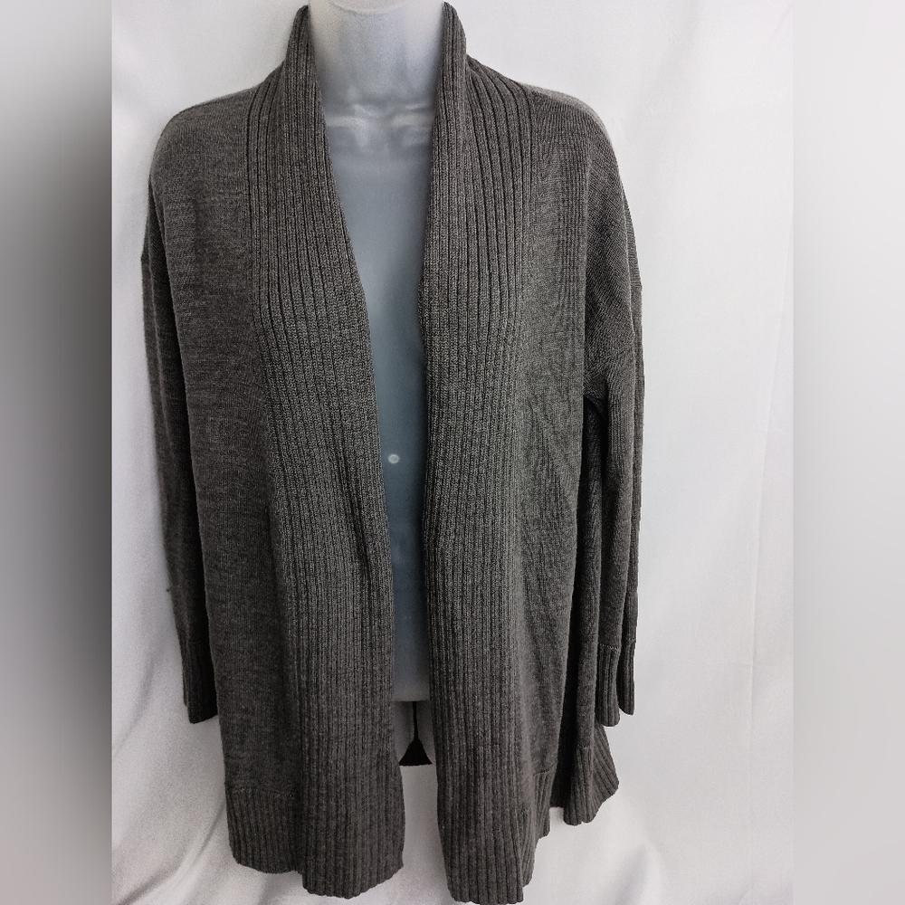 ANN TAYLOR Coatigan Office L‎ Gray Women's Open Front Cardigan Duster Sweater - Picture 8 of 8